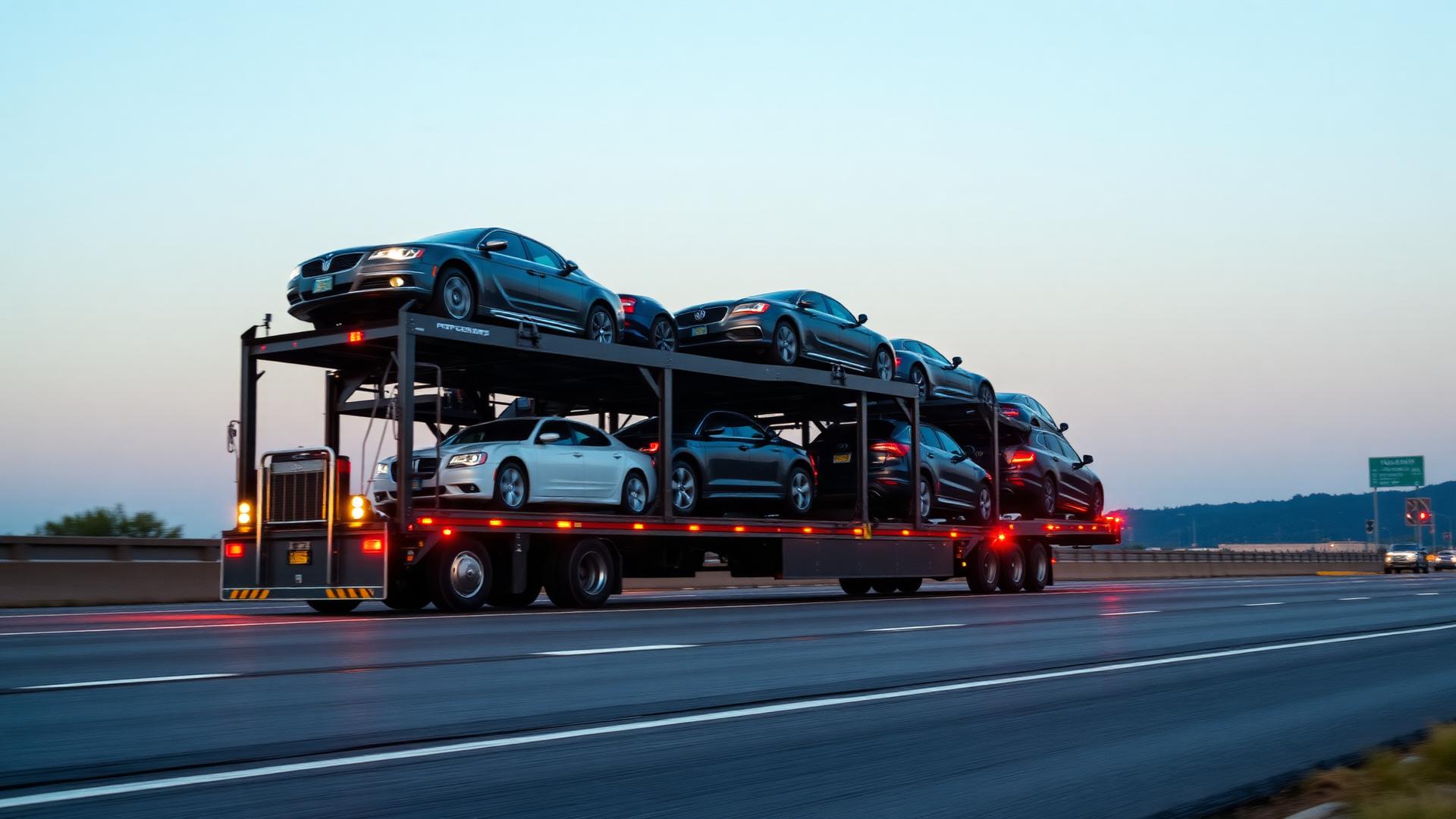 Auto transport truck on highway